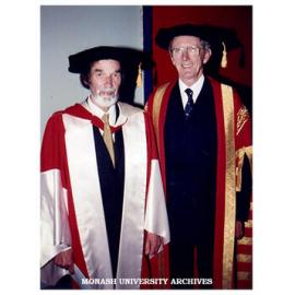 Honorary graduate Jurgen Ahrend with Chancellor Jerry Ellis