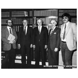 Delegation to China of experts on criminal law: Mr Richard Fox (left), Judge Peter Rendit, Mr Justice McGarvie, Professor Louis Waller and Mr Mark Weinberg