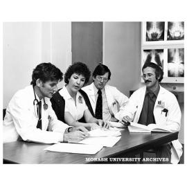 Members of the Monash hypertensive team at Prince Henry's, from left: Dr Geoff Matthews, Sister Sandra Bridge, Dr Bruce Jackson and Dr Barry McGrath