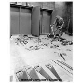 Theatre technician Graham McGuffie in the Alexander Theatre