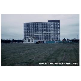 Menzies Building with Talbot Colony buildings in foreground