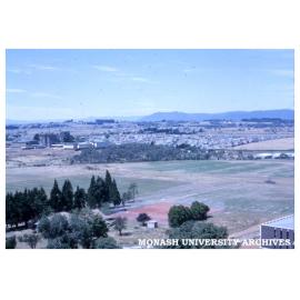Looking north east from Menzies Building to Halls of Residence