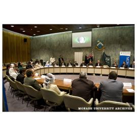 Delegations from universities from the Kingdom of Saudi Arabia and Monash University meet in the Council chamber