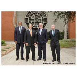 US Consul General Michael Thurston, US Ambassador to Australia, His Excellency Jeffrey L. Bleich, Vice-Chancellor Professor Ed Byrne and Simon Adams, Pro Vice Chancellor (International Engagement)