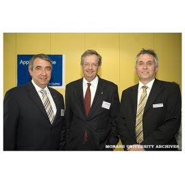 Deputy Chancellor Paul Ramler, Vice-Chancellor Professor Richard Larkins and Academic Director Professor Rob Willis at the 'Back to Caulfield' reunion