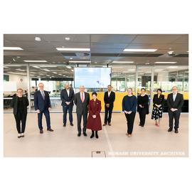The Governor-General, His Excellency General the Honourable David Hurley AC DSC (Retd),visits to meet researchers responding to COVID-19; seen with researchers from Biomedicine Discovery Institute, in Biomedical Learning & Teaching Building