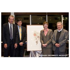 Professor Merrilyn Liddell at her farewell function, with Vice Chancellor Professor Richard Larkins, Professor Leon Piterman and Professor John Murtagh