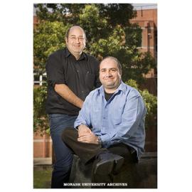 Dr Nick Economou (left) with Zareh Ghazarian, of the School of Political and Social Inquiry, winners of a grant from the Don Chipp Foundation