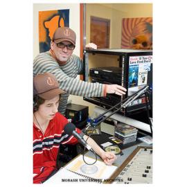 Radio Monash station manager Phil Norton with student DJ