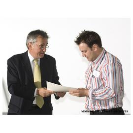 Professor Rob Willis and Brett Williams, winner of an award for excellence in online teaching from the HEPCIT (Higher Education Partnerships in Communication and Information Technology) committee