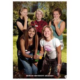 Engineering students Kate Ayre, Nicole Macdonald, Soma Bharatiya and Katie Wittman with Engineering faculty academic advisor Ms Margaret Evans (centre)
