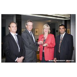 Vice Chancellor Prof Richard Larkins presented with a plaque by Prof Michael Georgeff, Jan Miller and Dr Iqbal Gondal for sponsorship of the 6th Annual Thai Computer Science Linkage Workshop hosted by King Mongkut's Institute of Technology