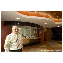 Adel Mousa, designer of the new box office and foyer in the Alexander Theatre