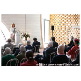 Vice-Chancellor Margaret Gardner speaking at the opening of the Chancellery Building, Clayton campus