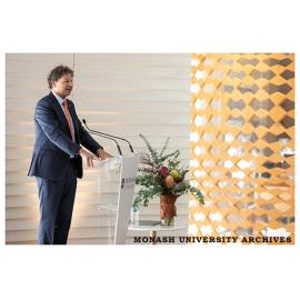 Chancellor Simon McKeon at the opening of the Chancellery Building, Clayton campus