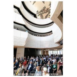 Guests at the opening of the Chancellery Building, Clayton Campus