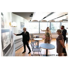Vice-Chancellor Margaret Gardner (centre), Chancellor Simon McKeon, The Hon Linda Dessau and Mr Anthony Howard (left) tour the Chancellery Building, Clayton campus