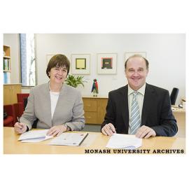 Deputy Vice-Chancellor (Research) Professor Edwina Cornish and Social Research Centre managing director Darren Pennay