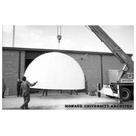 Removal of Monash Observatory dome from factory to Mt Burnett