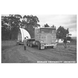 Transportation of Monash Observatory dome to Mt Burnett