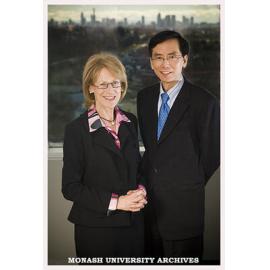 Professor Gill Palmer, Dean of the Faculty of Business and Economics with Professor On Kit Tam