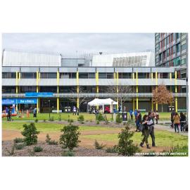 View across lawn of Building K and Team Monash stall - Caulfield Open Day 2011