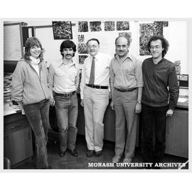 Christina Olsson, Dr Joe Palamara, Professor Bill Rachinger, Dr Prem Phakey and Jose Ferreira in the Physics Department