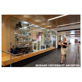 Historical pharmacy display at Parkville campus
