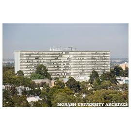 Raised view of Menzies Building from east of Clayton campus