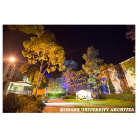 Forum at night, looking towards Robert Blackwood Hall