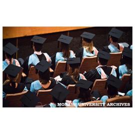 Graduands sitting in graduation ceremony, Robert Blackwood Hall