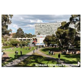 Lemon Scented Lawn looking towards Campus Centre and Menzies Building