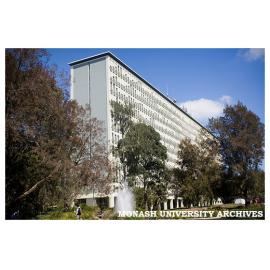 Menzies Building with water feature in foreground