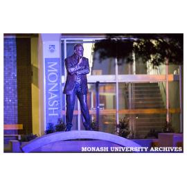 Sir John Monash statue in front of Menzies Building