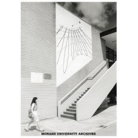 Sun dial and stairs, north face of Union building/campus centre