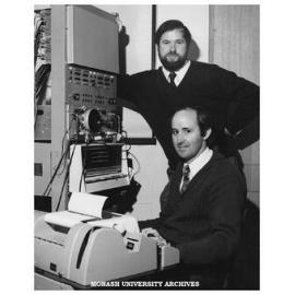 Dr John Bradshaw (standing) and Mr Norman Nettleton demonstrate some of the electronic equipment used to establish new findings