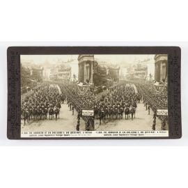 The coronation of H.M. King George V. and Queen Mary. A brilliant spectacle, Lancer regiments in Trafalgar Square