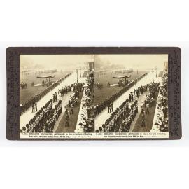 Coronation celebrations, Australians in line on the lawn at Buckingham Palace to receive medals from H.M. the King