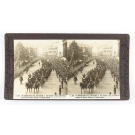 The coronation of H.M. King George V. The colonial troops (South Africa) passing the National Gallery in Trafalgar Square