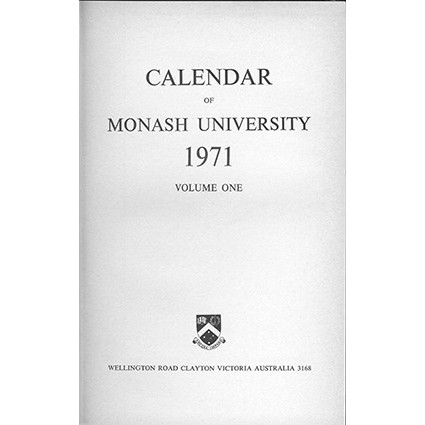 Monash University Calendar 1971
