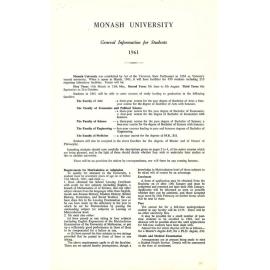 General Information for Students 1961