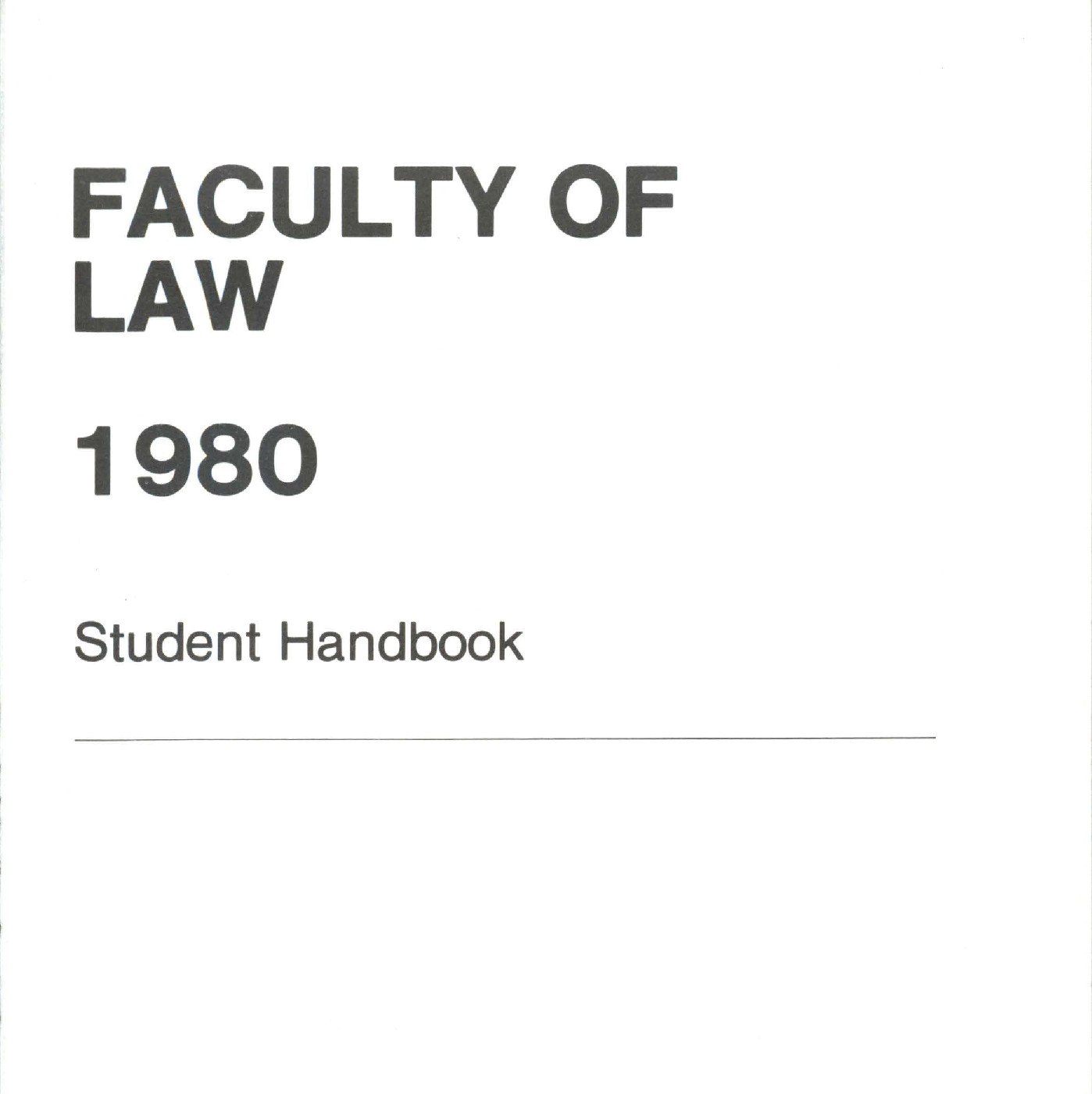 Faculty of Law Handbooks