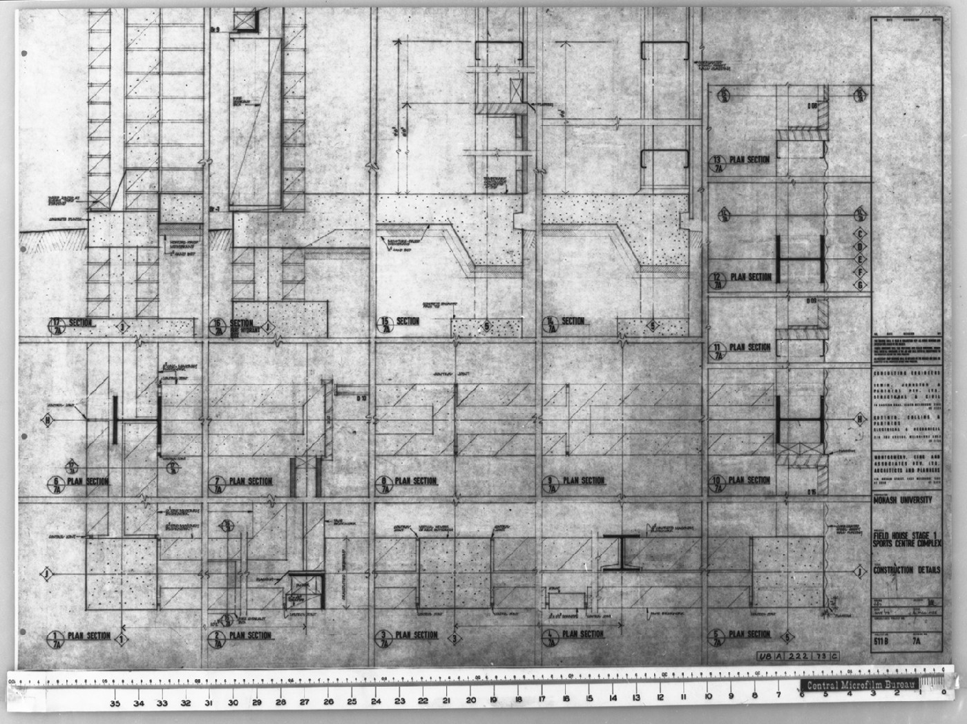 Negative of plan of Field House stage 1 Sports Centre Complex - Montgomery, King and Associates - Drawing no UBA22273C