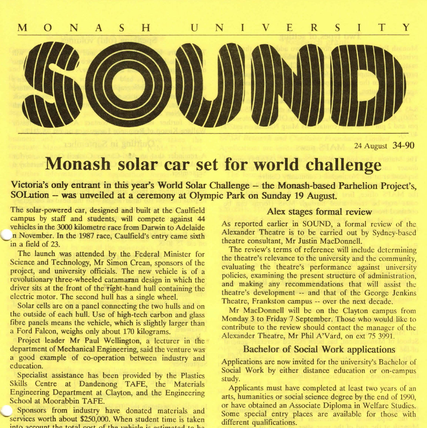 MON925: Sound: the official broadsheet of Monash University