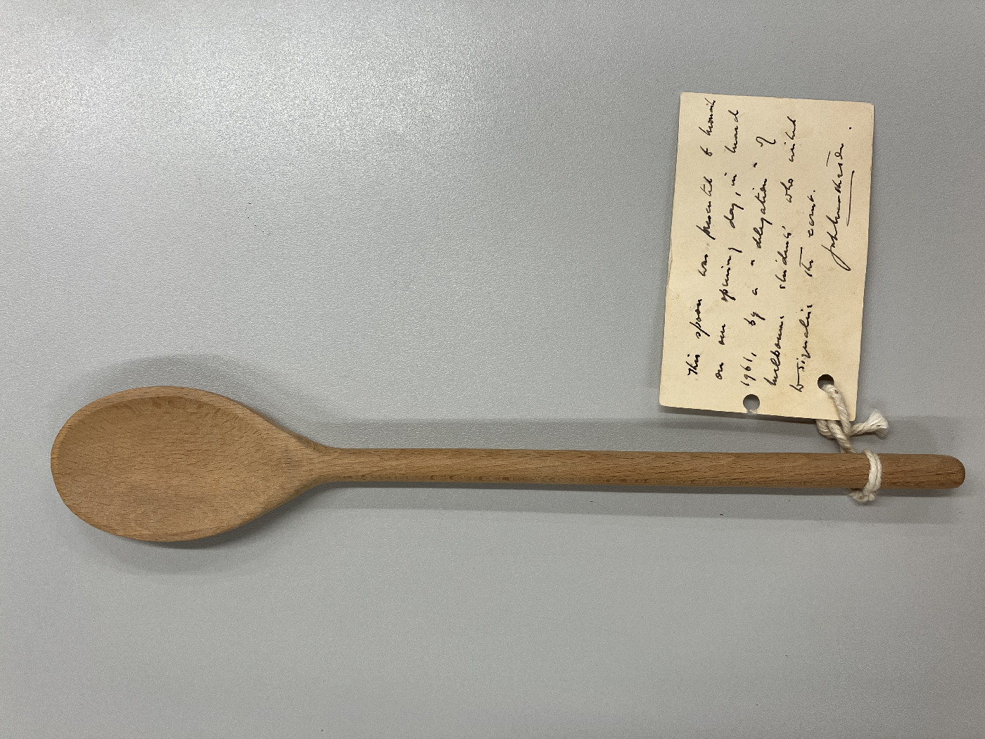 Wooden spoon presented to Louis Matheson in March 1961 by University of Melbourne students